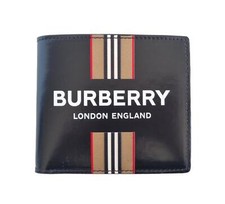 Burberry portafoglio uomo bi-fold in pelle senza portamonete 8030525 nero