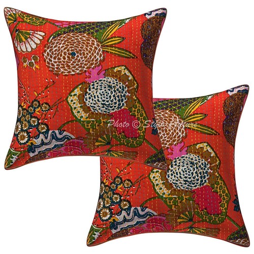 Kantha copricuscino etnico - kantha,
