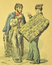 Stampa d'epoca disegno Filippo Palizzi –Lazzaroni e facchini, Antico Napoli '800