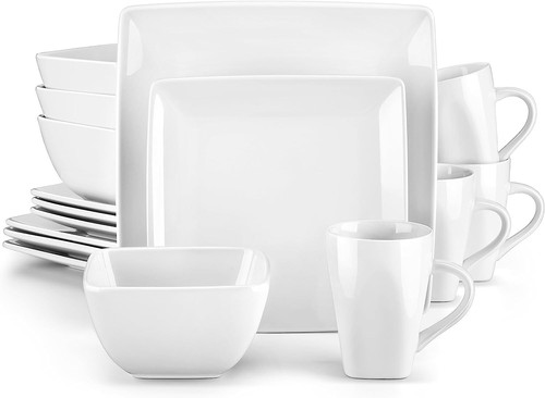 Set piatti quadrati bianchi - , 16