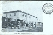 cb737 cartolina terontola stazione ferroviaria provincia di arezzo toscana super