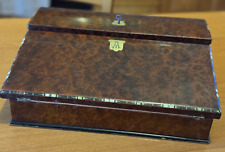 Antico Scrittoio Da Viaggio Tipografia Radica con Intarsio in Madreperla