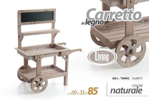 Carretto legno naturale con - carretto,