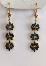 2Ct Marquise Lab-Created Sapphire Cluster Dangle Earring 14k Yellow Gold Finish