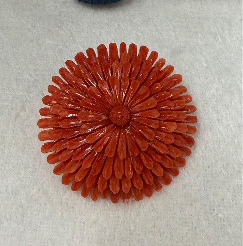 Natural red coral brooch large - coral,