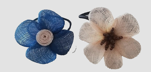 Fermacapelli blu beige - beige, fiore