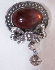 VINTAGE METAL AMBER STONE