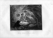 Stampa antica RAGAZZE INDIANE con BAMBINO india 1852 Old Print Engraving