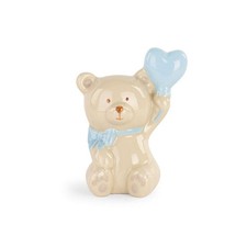Orso Orsetto in porcellana celeste con palloncino cuore 8 cm BOMBONIERA 1DYU