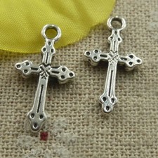Spedizione Gratuita 220 pz Charm Croce Argento Tibetano 21x11x2mm L-4451