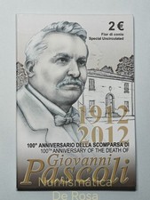 2 Euro 2012 FDC Giovanni Pascoli Blister Folder Coincard Italia Repubblica...