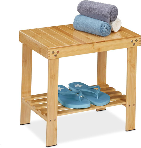 Sgabello bagno bambù - in,