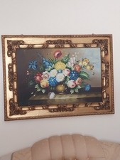 Dipinto Olio Su Tela Vaso Di