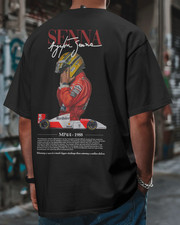 T-shirt grafica Ayrton Senna F1 Fan Art • Camicia unisex 100% cotone