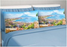 Completo Lenzuola Letto Matrimoniale Irge GOLFO NAPOLI Cotone 100% Made In Italy