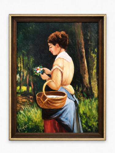 Quadro olio ragazza con - quadro,