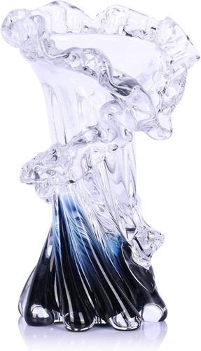 Vaso vetro blu soffiato a - in,