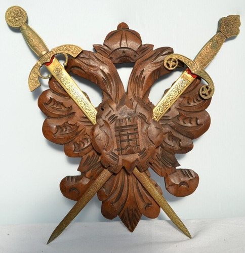 Vecchio stemma legno con - stemma, in