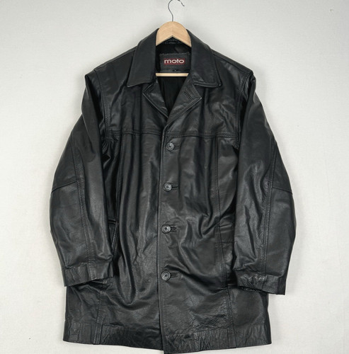 Giacca moto pelle nera bottoni - moto,