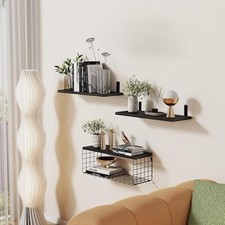 piorlado Mensole da Muro Set di 3 + 1 Mensole in Legno Mensole Galleggianti