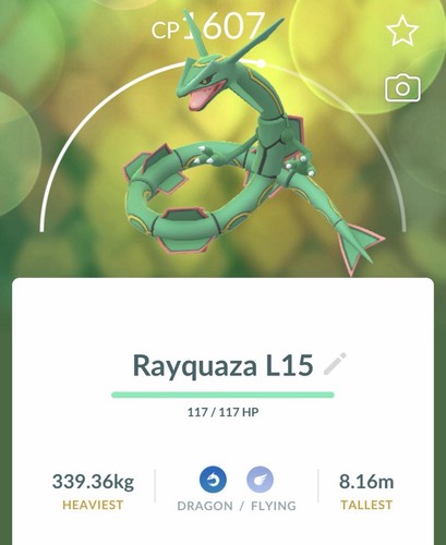 Rayquaza pokemon gen3 lv15 - rayquaza, go