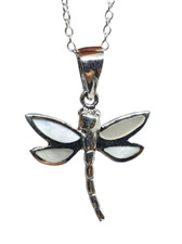 Ciondolo collana in madreperla in argento sterling libellula con catena da...