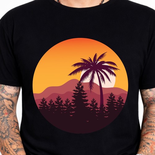 Shirt grafica sunset palm - t-shirt,