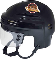 Mini casco Vancouver Canucks non firmato Sportstar Throwback nero logo skate