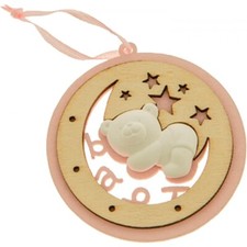 12 PZ CIONDOLO IN LEGNO BABY