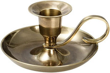 Portacandele a Mano in Ottone Classico Dorato Anticato Altezza 5Cm per Candele F