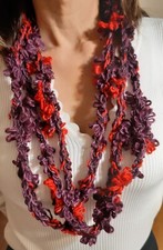 Collana Lana Rosso/viola