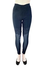 Leggins modello pantalone per donna invernale con pizzo finta pelle L.94459