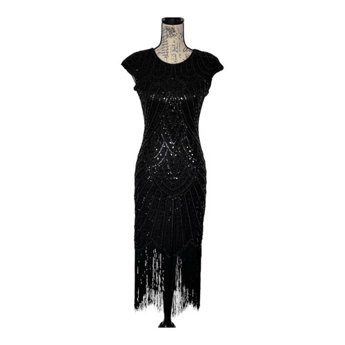 Abito nero con frange - , e