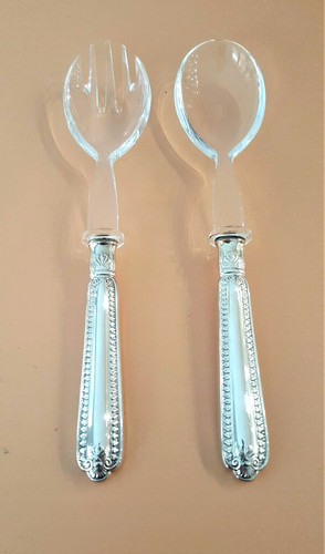 Coppia posate insalata - posate, argento