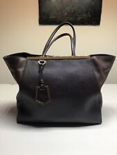 Fendi Tote 2Jours Borsa Shopper Grande Originale Pelle Vitello Marrone Mokka Epi