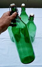 Lotto 4 pz BOTTIGLIE BOTTIGLIONI VETRO VERDE ACQUA/VINO DA 2LITRI+ TAPPI OMAGGI