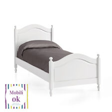 Letto singolo bianco in arte povera shabby testata sagomata