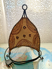 Lampada da tavolo Etnico in Pelle e Ferro Battuto Lavorazione Artigiana