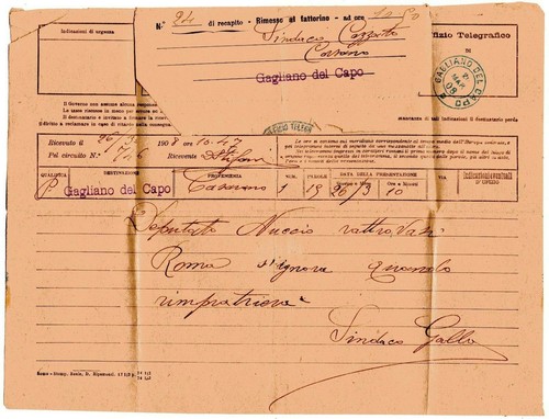 Telegramma 1908 da - 1908, ,