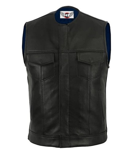 Gilet pelle uomo motero - gilet,