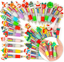 30 Penne Multicolore Con Tema Natalizio - Gadget Compleanno Bambini,Regalini Fin