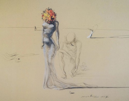 Donna con testa fiore - di,
