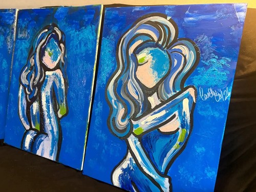 Trittico quadri donna arte - trittico,