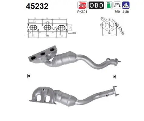 Catalizzatore 45232 per bmw - 45232, as