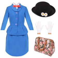 COSTUME TATA MAGICA BAMBINI GIORNATA MONDIALE DEL LIBRO BAMBINI RAGAZZE VESTITO ELEGANTE MARY POPPINS