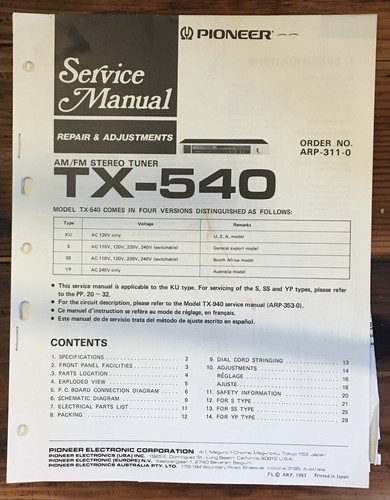 Pioneer 540 sintonizzatore - pioneer, tx-540