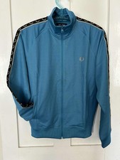 FRED PERRY GIACCA PISTA NASTRO A CONTRASTO J5557 V68 BLU OCAN NUOVA CON ETICHETTE