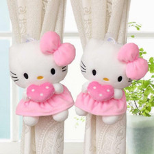 2PCS Cute KT cat Curtain Elastic Plush Curtain Buckle Home Decor Gift￥#