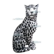 Statua Giaguaro bianco e nero in ceramica cm 88 animali arredo casa villa lusso