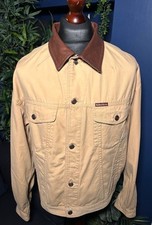 Giacca Marlboro Classics camionista tela pelle colletto western marrone chiaro XL